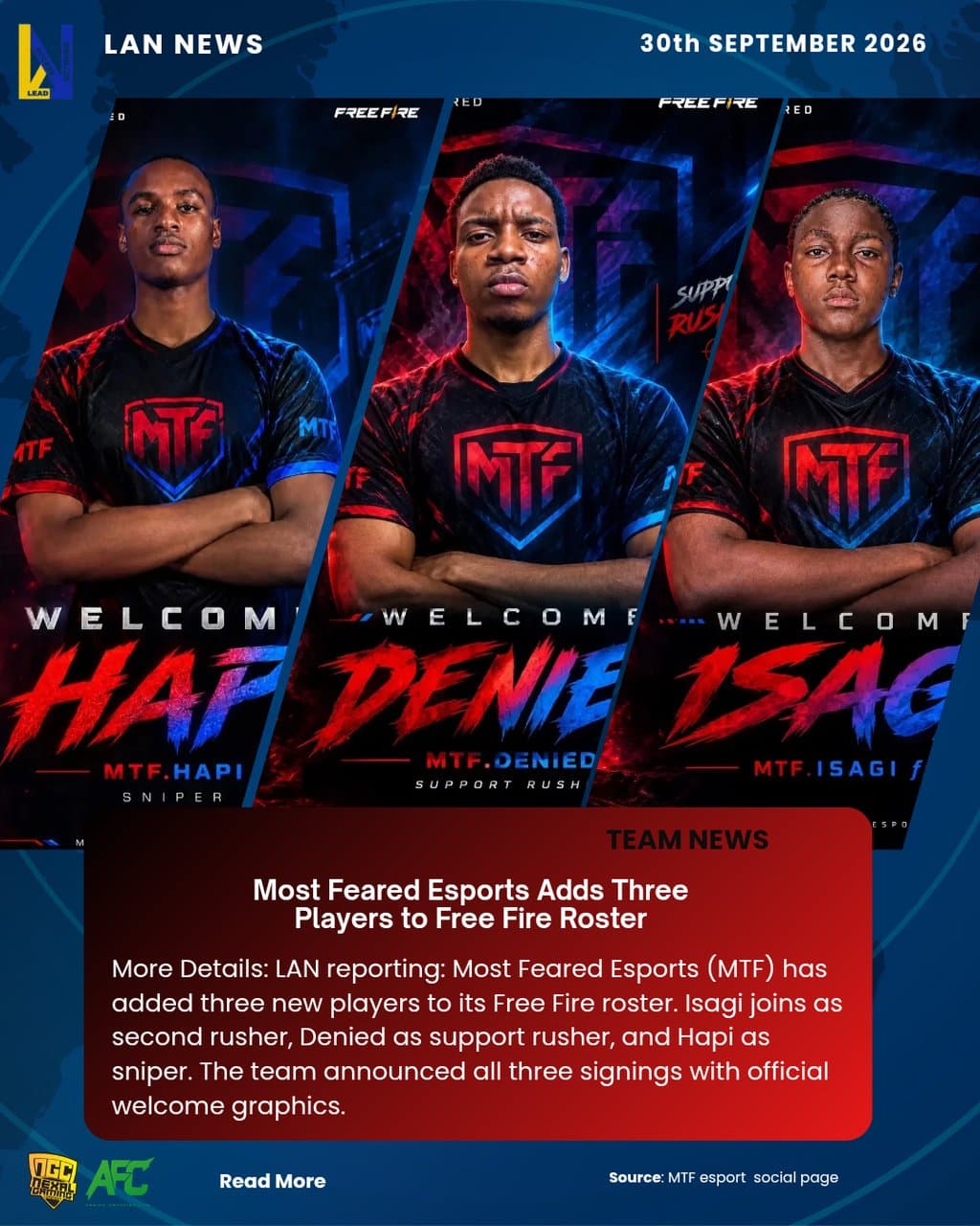 Most Feared Esports Adds Three Players in Free Fire Roster Move