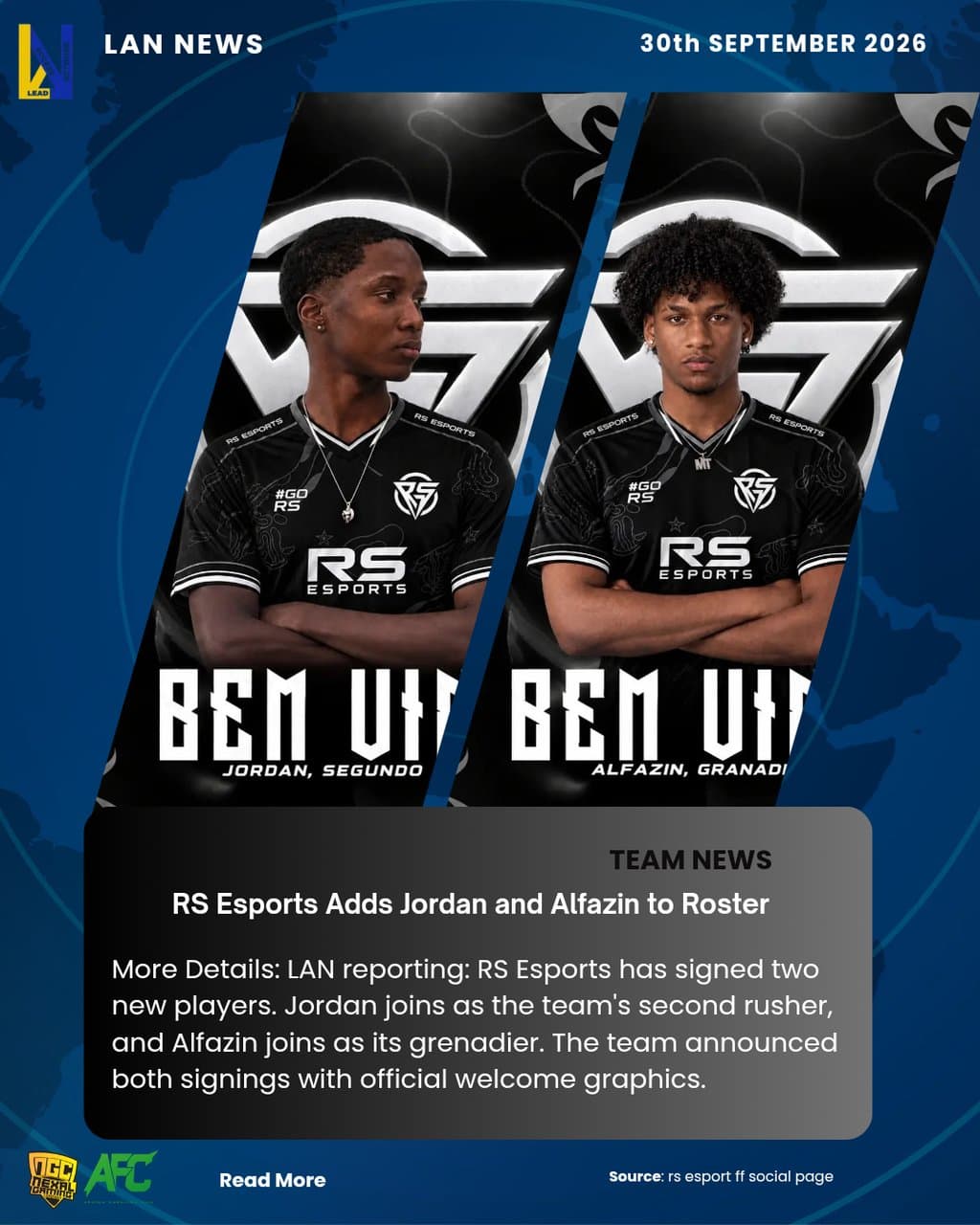 RS Esports Strengthens Free Fire Roster With Jordan and Alfazin